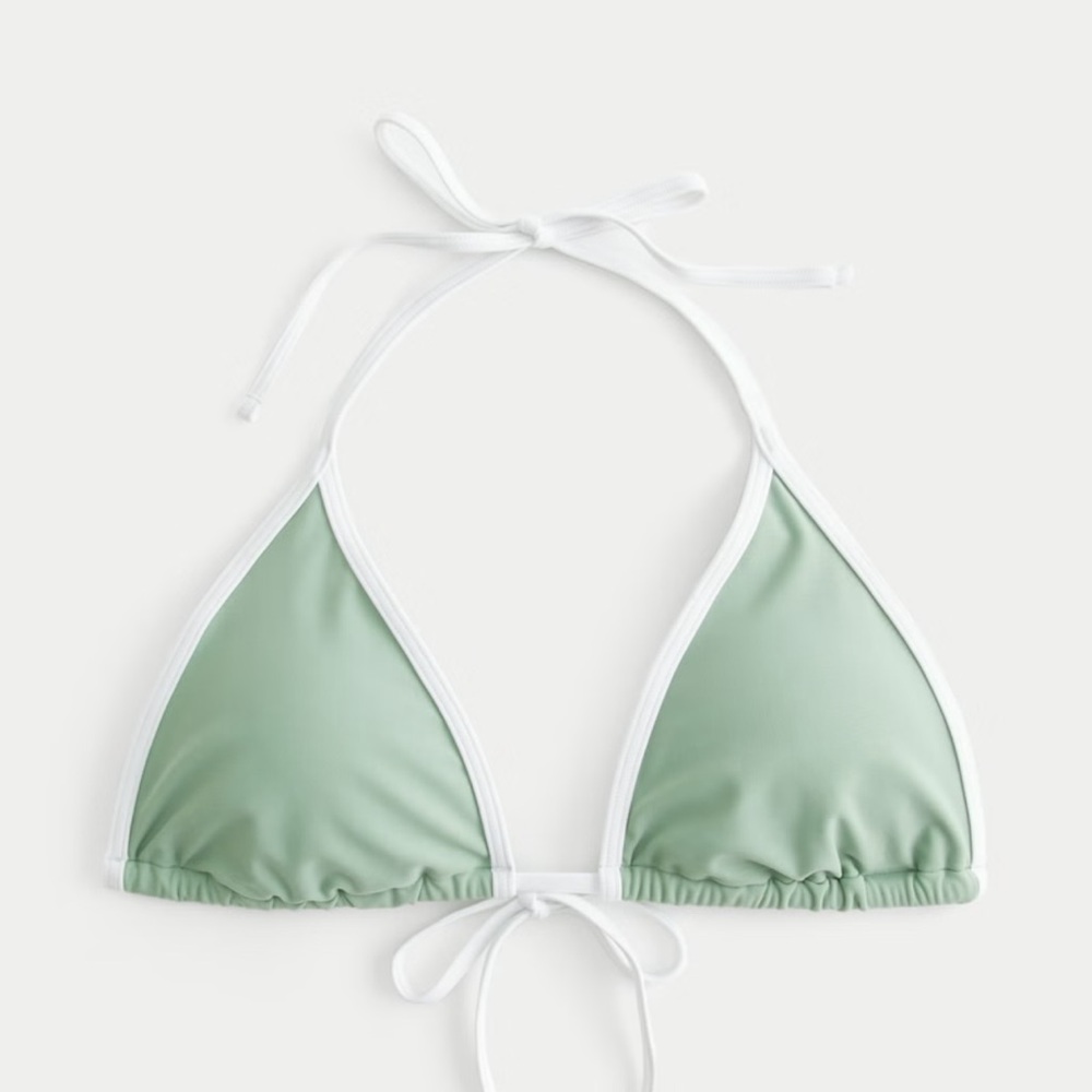 Hollister green contrast strap triangle bikini top